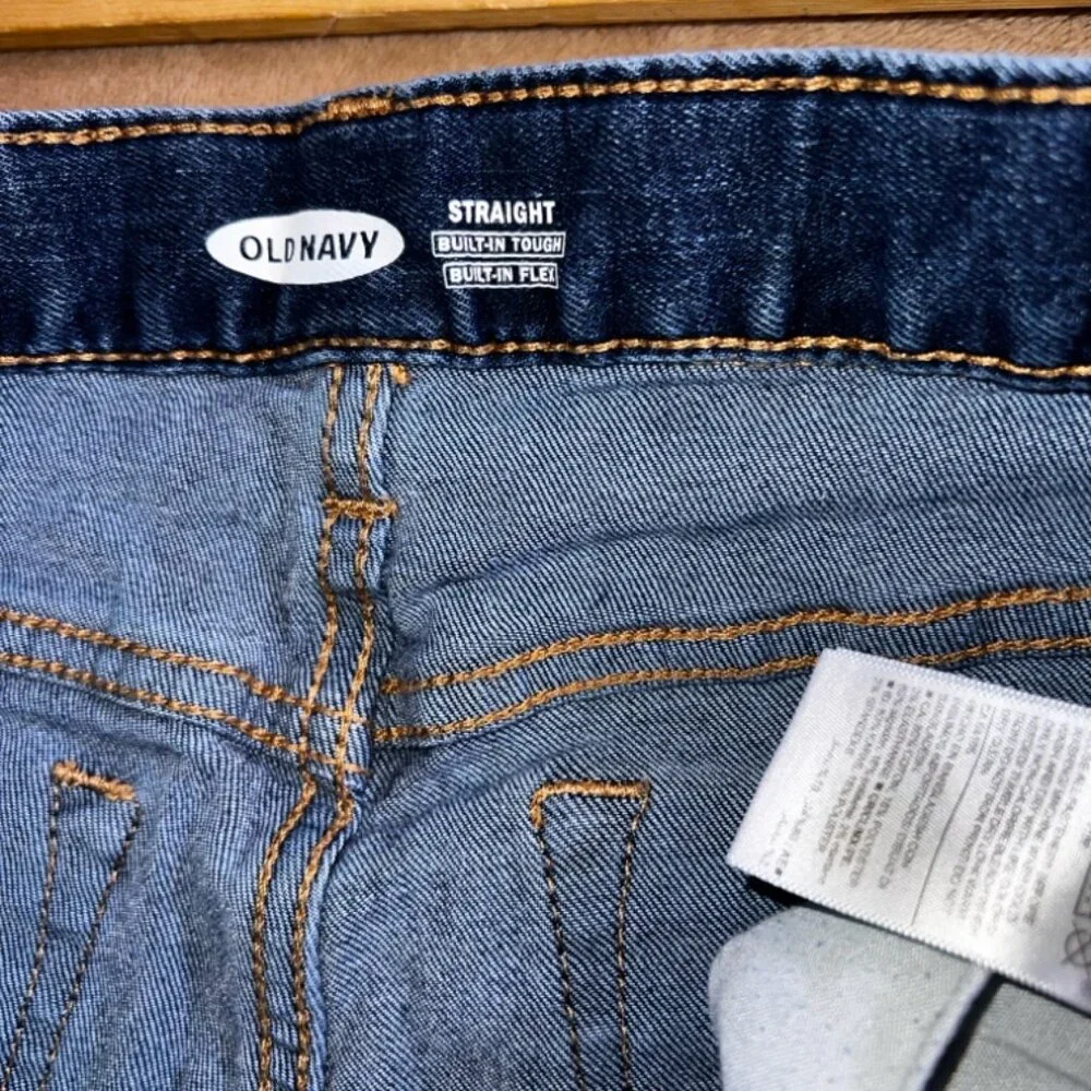 Old Navy Kids 10 Blue Denim‎ Straight Leg Built-in Flex Built-in Tough Jeans